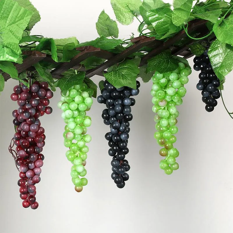 Party Decoration 36-60-85-110Heads Red Black Green Purple Grapes Artificial Fruits Christmas Home Garden Wedding Decor Fake FruitsParty