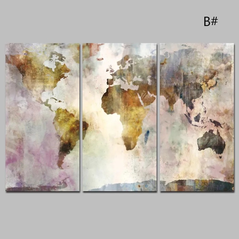 Colors World Map Modular 3 Pcs Canvas Painting Modern Home Decoration Living Room Canvas Print Painting Wall Decor Picture (6)