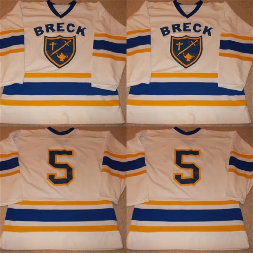 CeoMit VTG-1990 Breck Minnesota High School Game WornUsed Hockey Jersey 100% Ricamo cucito s Maglie da hockey