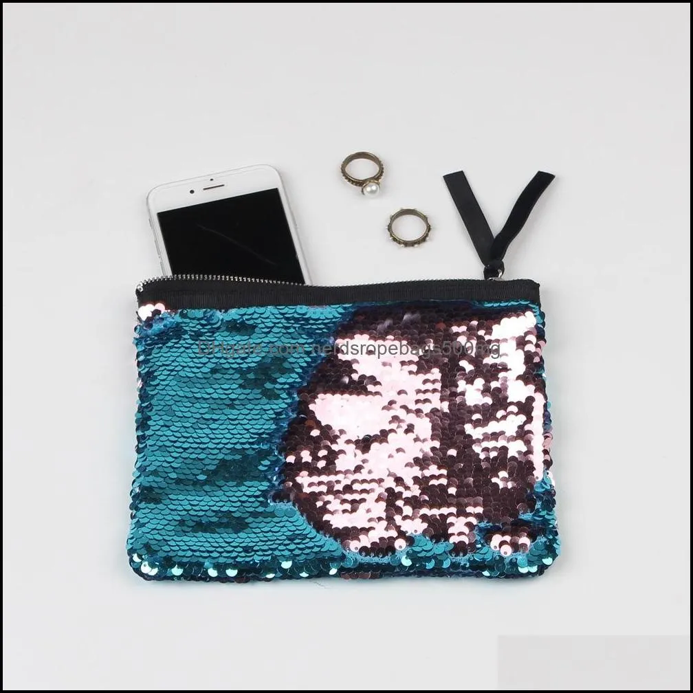 Mermaid Sequin Clutch Bag 19*15cm Women Reversible Sequins Glitter Handbag Evening Clutch Bag pencil bags Wallet Purse Cosmetic Storage