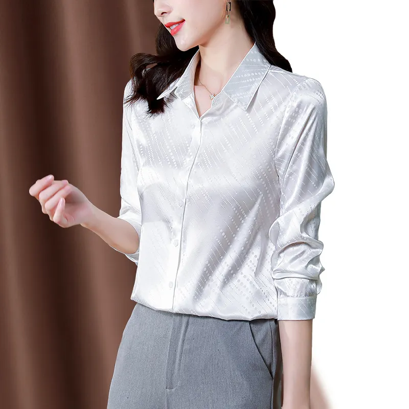 2022 camicette bianche firmate da donna camicia di seta di lusso a maniche lunghe risvolto vintage camicie da donna casual da ufficio camicie