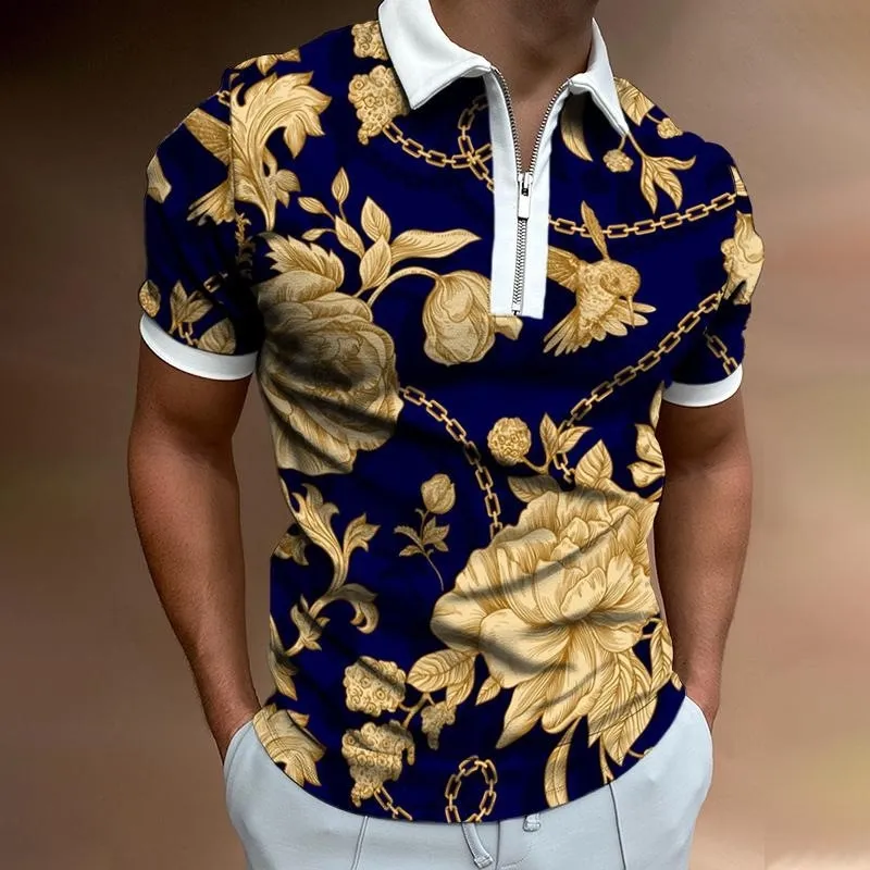Polo con zip Maglietta da uomo a maniche corte in cotone Alta qualità Vestibilità slim come un guanto T-shirt da golf casual di marca nuovi prodotti