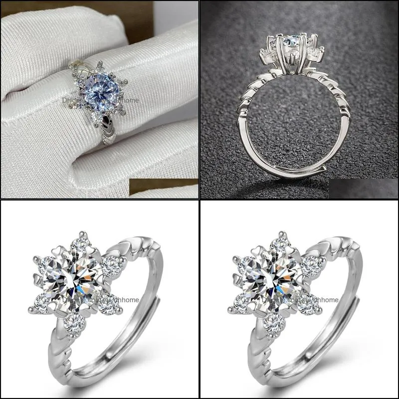 christmas romantic snowflake love ring open love ring arm platinum plated flower proposal rin yydhhome