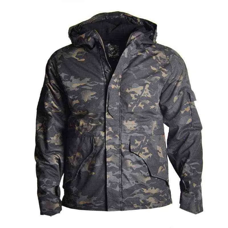 Mäns militärjacka utomhusfleece Men Windproof Waterproof Airsoft Clothing Breattable Thermal Hooded Coat Hunting Clothes T220811