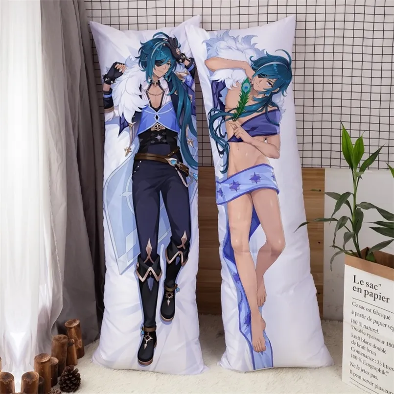 Funda de almohada 2D Genshin Impact Handsome Kaeya Xiao, funda de juego de Anime japonés Otaku Pilow 150X50 220507