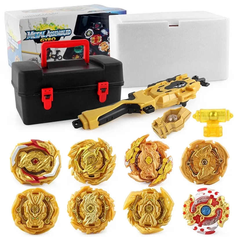 Toupie Beyblades Bleyblade Battle Burst Set Gold Version with Grip Launcher in Storage Box Toys for Children 220505