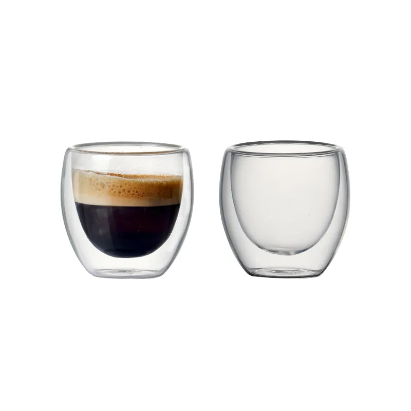 Set mit 26 80-ml-Doppelwand-Isolierglas-Kaffeebechern zum Trinken von Teetasse, Kaffee, Latte, Espresso oder zum Trinken von Y200106