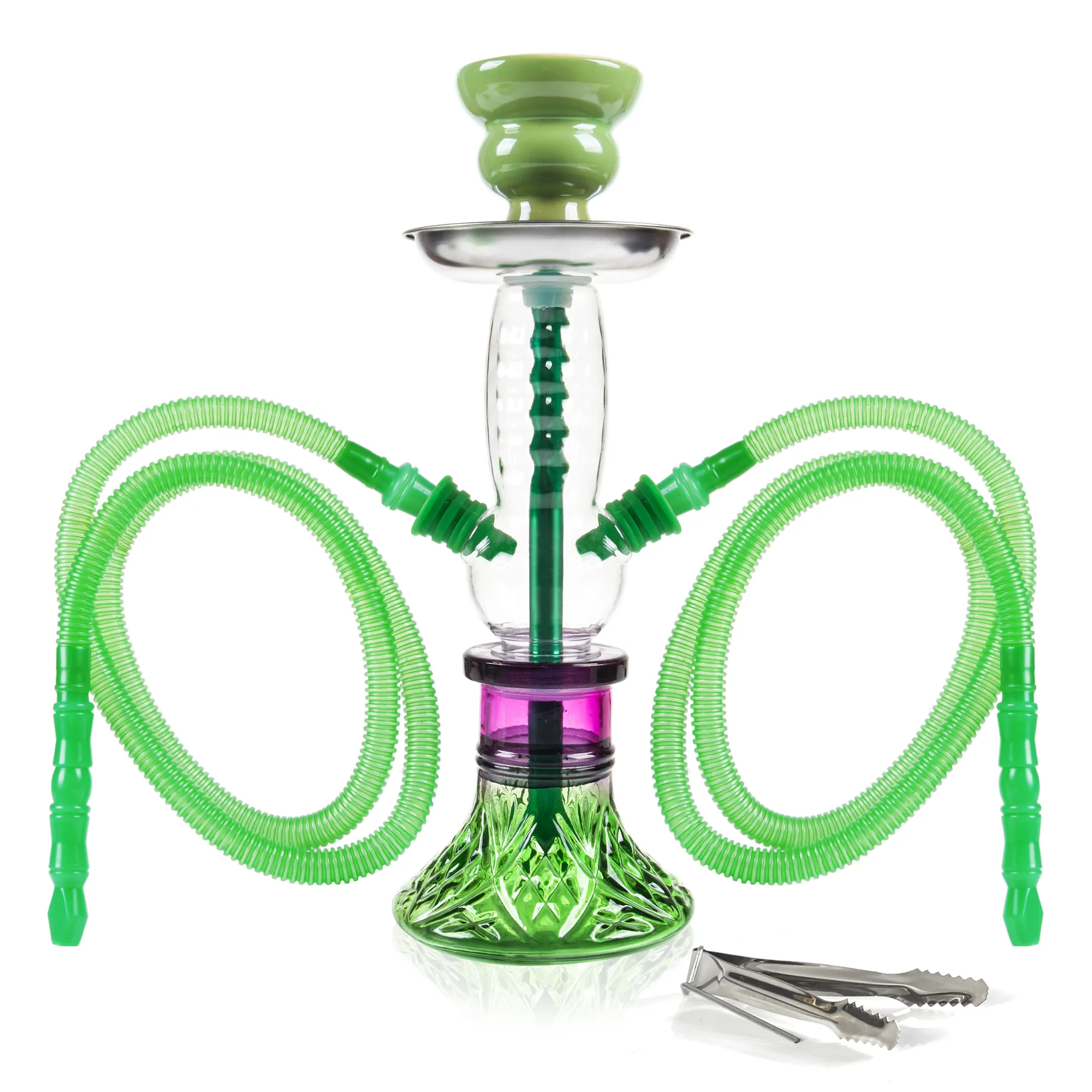 REANICE 11 "작은 녹색 두꺼운 유리 꽃병 물 담뱃대 모든 휴대용 수제 현대 Shisha 액세서리 키트 세트