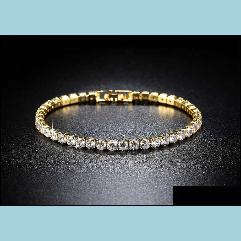 18K White/Yellow Gold Plated Sparkling Cubic Zircon CZ Cluster Tennis Bracelet Fashion Womens Jewelry for Party Wedding276E