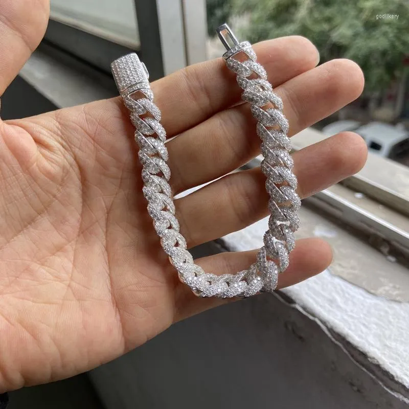 Chains Meisidian 6 Cal S925 Silver Iced Out Diamond Cuban Link Moissanite Bransoletka dla mężczyzn Łańcuchy Godl22