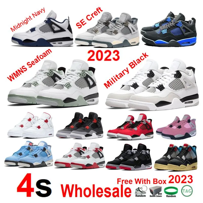 2023 WMNS Seafoam 4s SE Craft 4 농구화 밀리터리 블랙 캣 4 남성 여성 자정 네이비 캔버스 적외선 스니커즈 Red Metallic Noir With Box Fire Red Oreo Bred