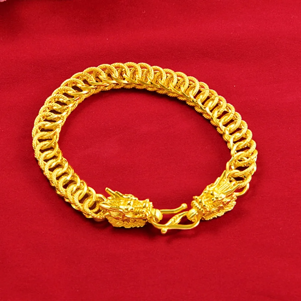 Dragon Pattern Wristband 24k Gold Bracelet 2cm Wide, 18K Yellow Gold  Filled, Classic Fashion Jewelry For Men And Women, 8.4 Inches Long Perfect  Gift From Blingfashion, $13.81 | DHgate.Com