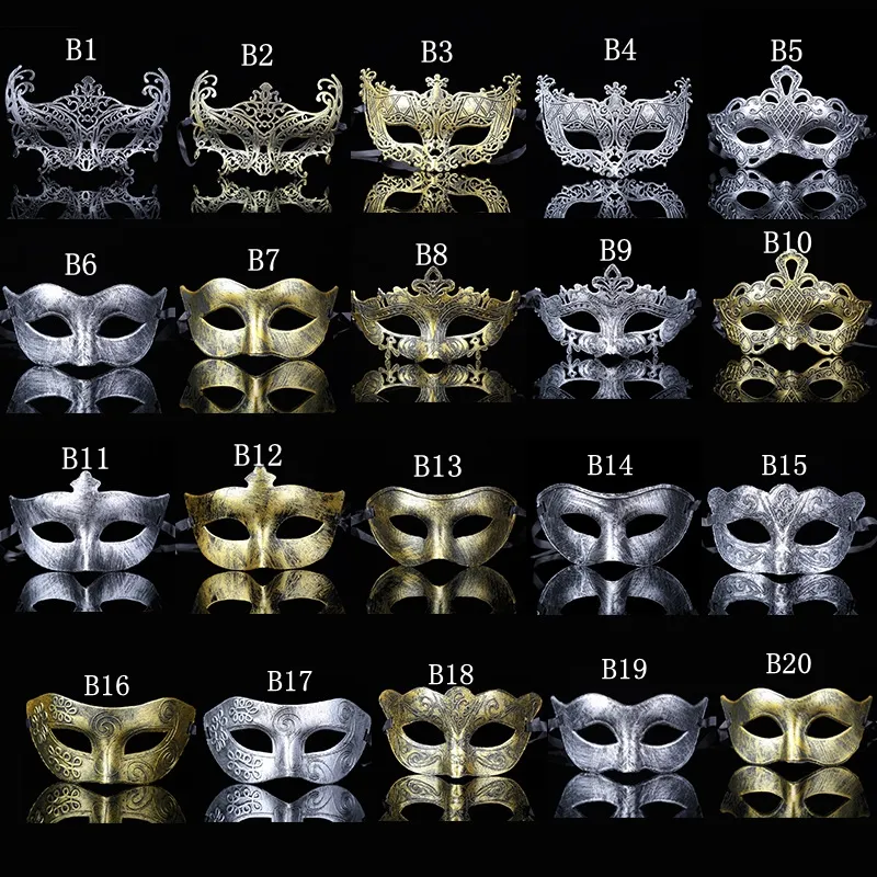 새로운 빈티지 실버 골드 남자 골동품 검투사 카니발 가면 무도장 볼 파티 마스크 멋진 레트로 남자 파티 마스크