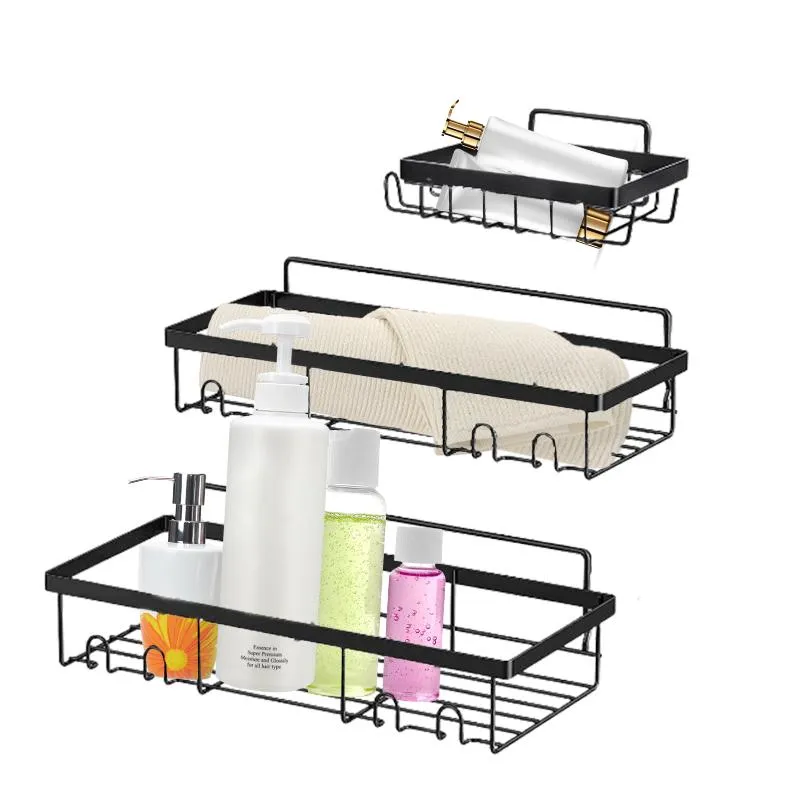 Crochets Rails étagère de douche pour intérieur salle de bain coin adhésif Caddy bain rangement organisateur pour crochets crochets