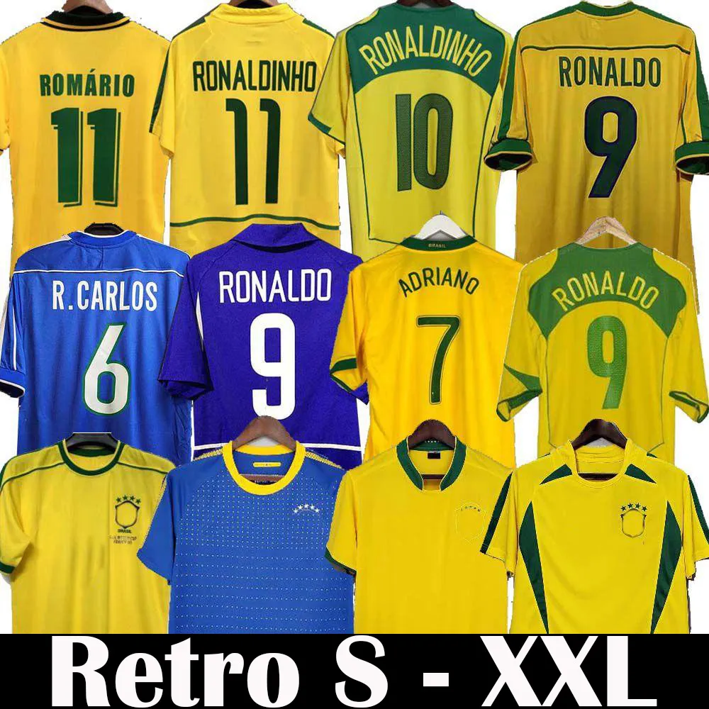 1998 Brasilien Fußballtrikots 2002 Retro-Trikots Carlos Romario Ronaldo Ronaldinho 2004 Camisa de Futebol 1994 Brasilien 2006 1982 RIVALDO ADRIANO 1988 2000 1957 2010 Trikots