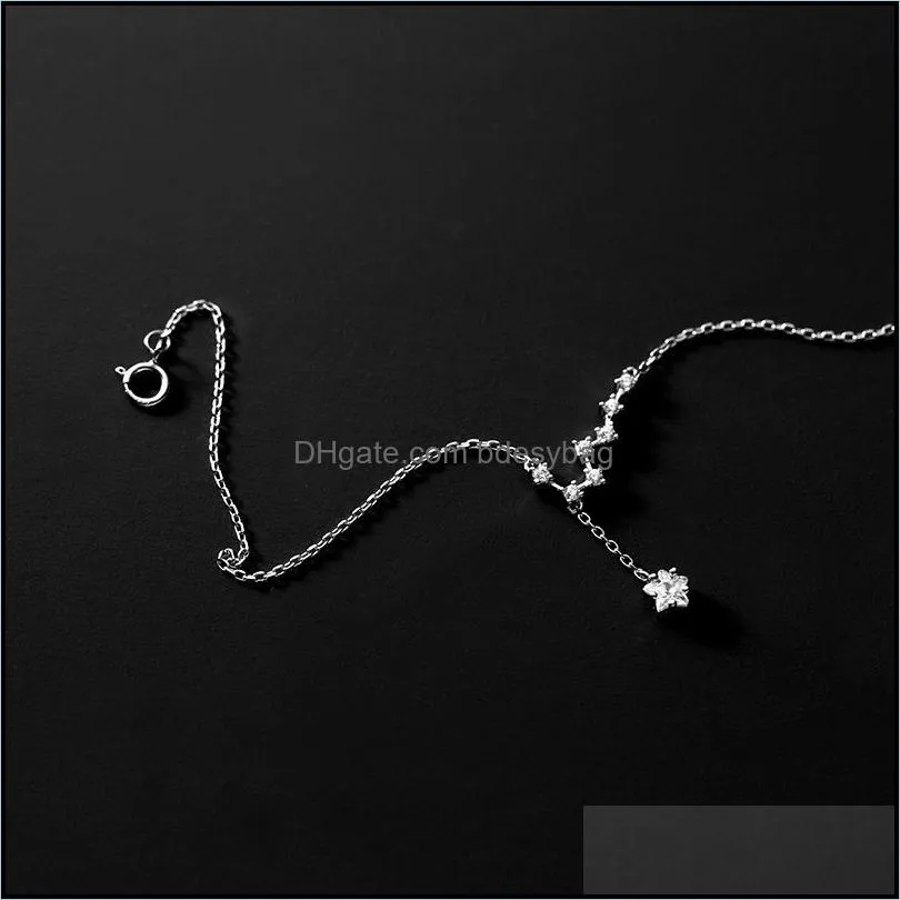 charm bracelets silver color tassel zircon star pendant anklet party beach jewelry for women girls sl405charm