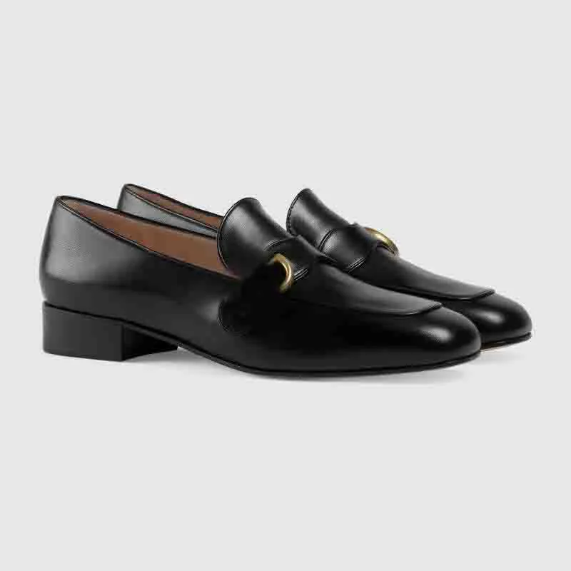 Leather loafers platform soled muffin shoes small leather shoes one foot pedal women's shoes Schoenen damesschoenen Instappers Loafers 