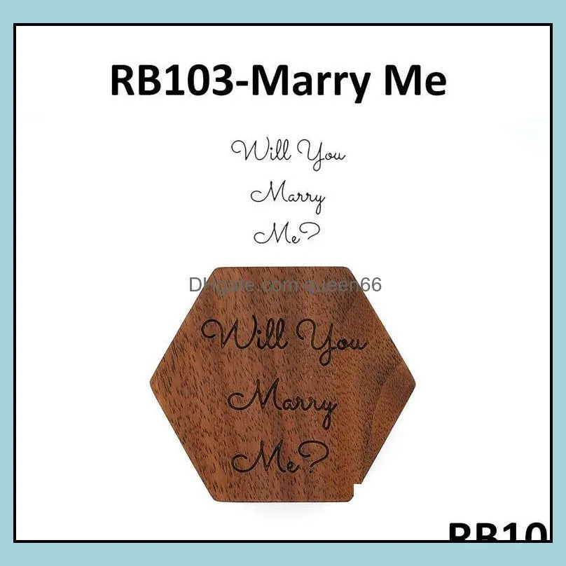 Blank Wood ring box Walnut Wooden Will You Mary Me Wedding Jewelry Rings jewellery boxes