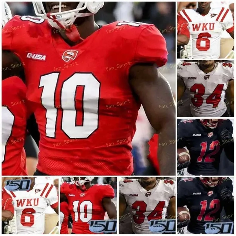 Nik1 Custom 2021 Western Kentucky Hilltoppers WKU Football Jersey NCAA College 4 Ty Storey 10 Steven Duncan 5 Gaej Walker 10 Deangelo Malone 11