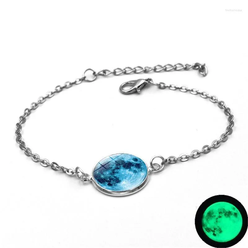 Link Chain Luminous Earth Bracelets Galaxy Solar System Glass Dome Night Glowing Pendant Multicolor Bracelet Fashion Jewelry Trum22