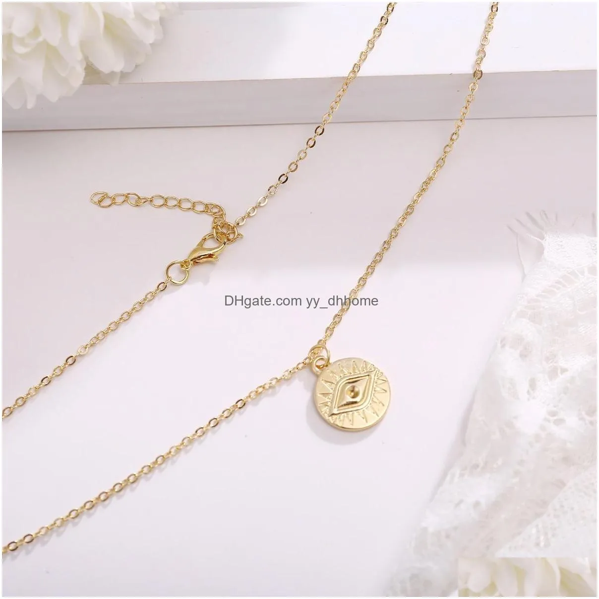 fashion jewelry eye pendant necklace vintage collarbone chain gold sweater necklace