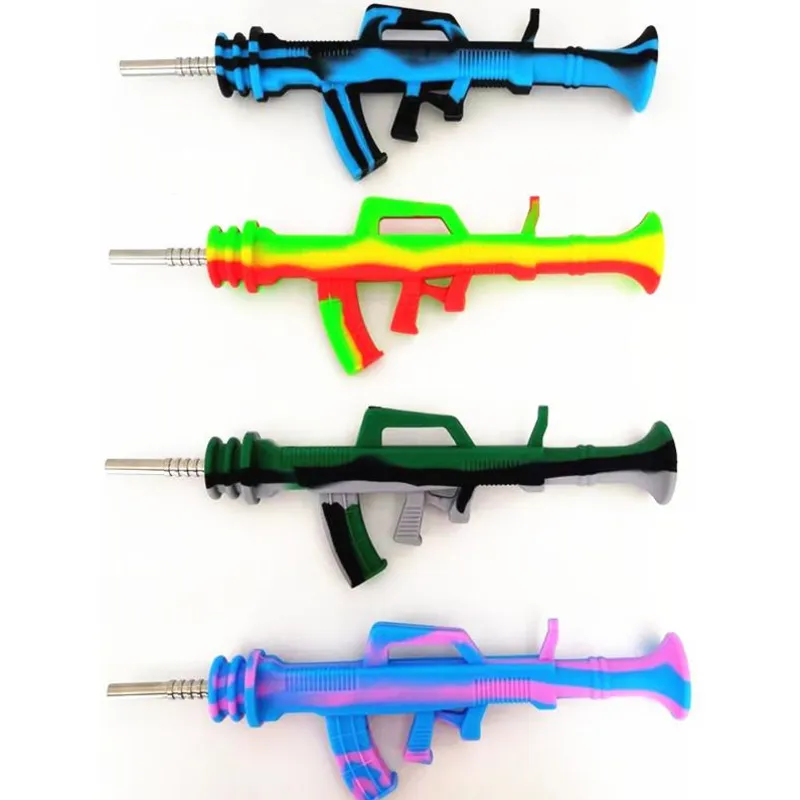 New Hookahs Shape Silicone water pipes Nector Collector kit AK47 design with titanium tip dab rigs