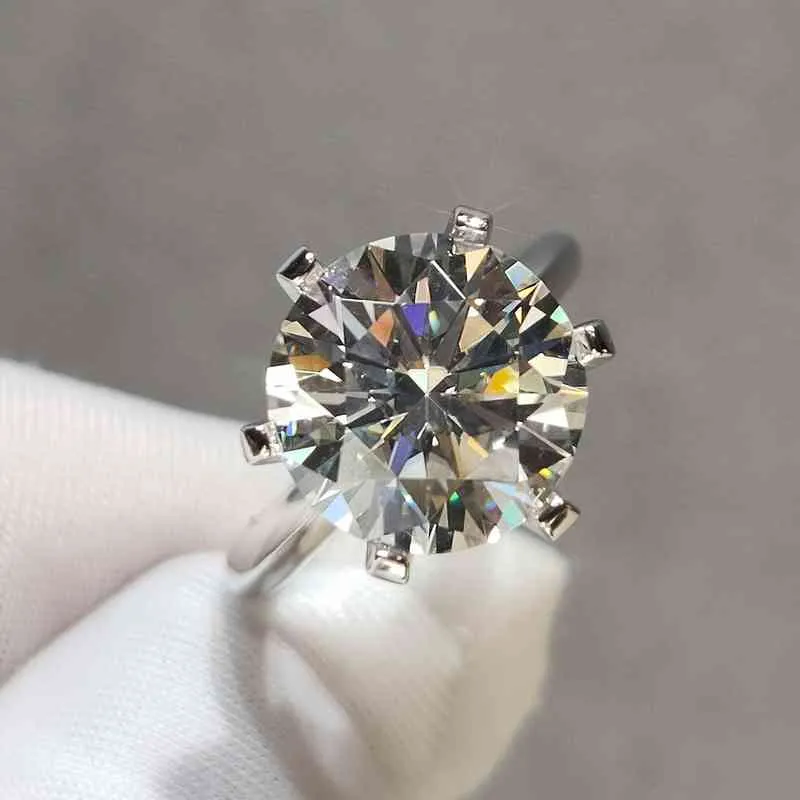 Corte Perfeito Geoki Passou no Teste de Diamante 5 ct Cor D VVS1 Anel de Moissanita Prata Esterlina 925 Anéis de Noivado Jóias de Luxo