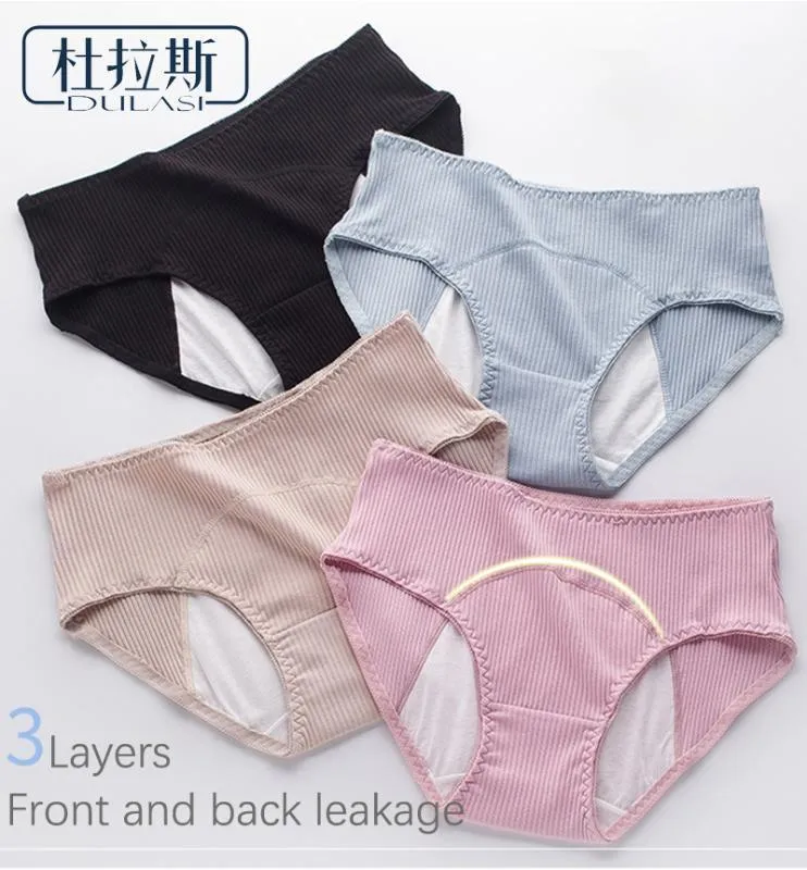 Cotton Girl Period Underwear Youth Leakproof Mid High Waist Menstrual