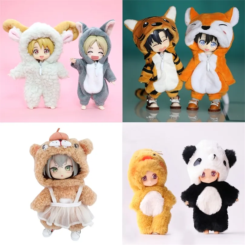 Ob11 süße Tier Onesie Monster Puppe Tiger Panda Wolf Kleidung für Ob11Obitsu 11Molly Gsc112 Bjd Puppe Zubehör 220707