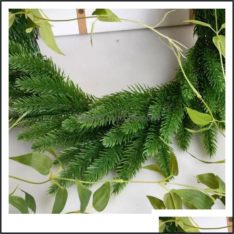 Artificial Pine Needles Christmas Wreath Decoration For Home Wedding Decoration Accessories Diy Fake Plant Flower Arr jllHOh