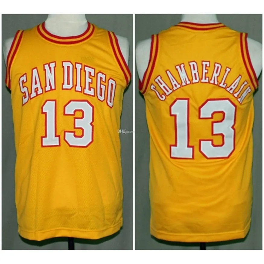 Nikivip Wilt Chamberlain #13 Сан -Диего Конкистадоры ретро баскетбол майки мужской сшитый на заказ любое номеру название майки