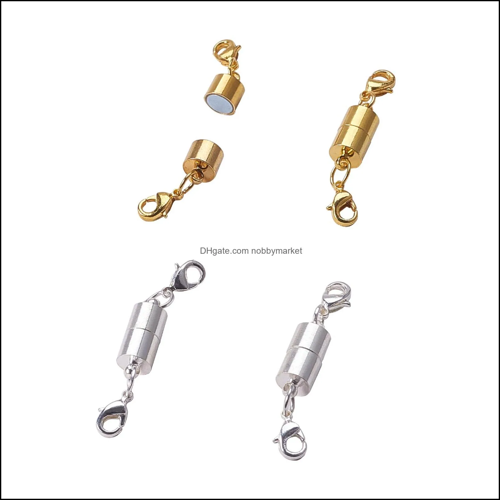 10Pcs Metal Brass Magnetic Clasps with Lobster Claw Clasps Bracelets Necklaces Connectors for DIY Jewelry Making Findings