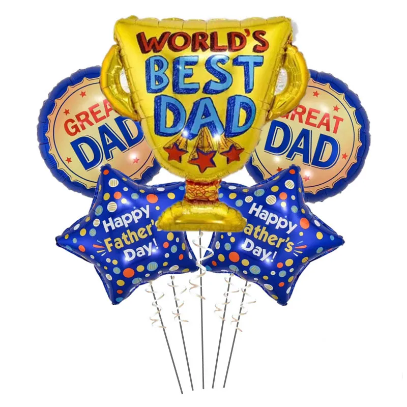 Dzień ojca Balon Decoration Decoration Dad Troph Aluminium Film Ball Set 5pcs Pakiet kart Nowe miejsce
