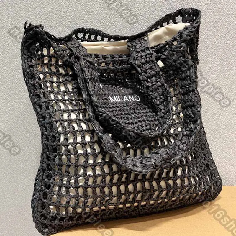 Bolso de mano de rafia para mujer, bolso de moda de diseñador, diseño recortado, bolsos tejidos, bolso de lujo con triángulo interior forrado, 2022