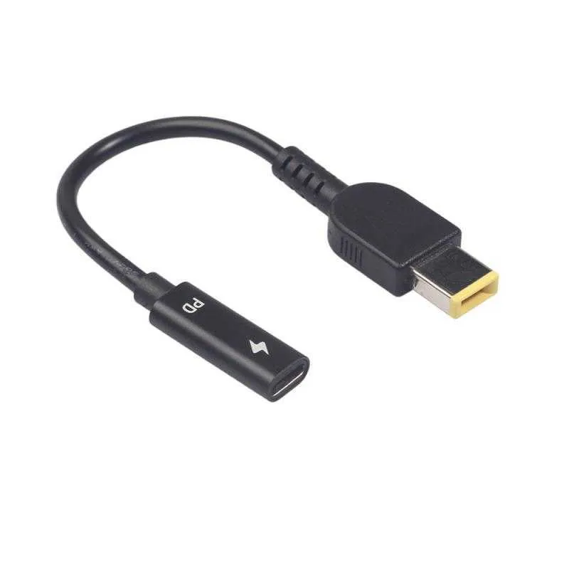 Złącze adaptera zasilającego laptopa wtyczka próżnia USB Type C Kobieta do kwadratowego samca DC dla Lenovo Thinkpad Series Power-Port Power