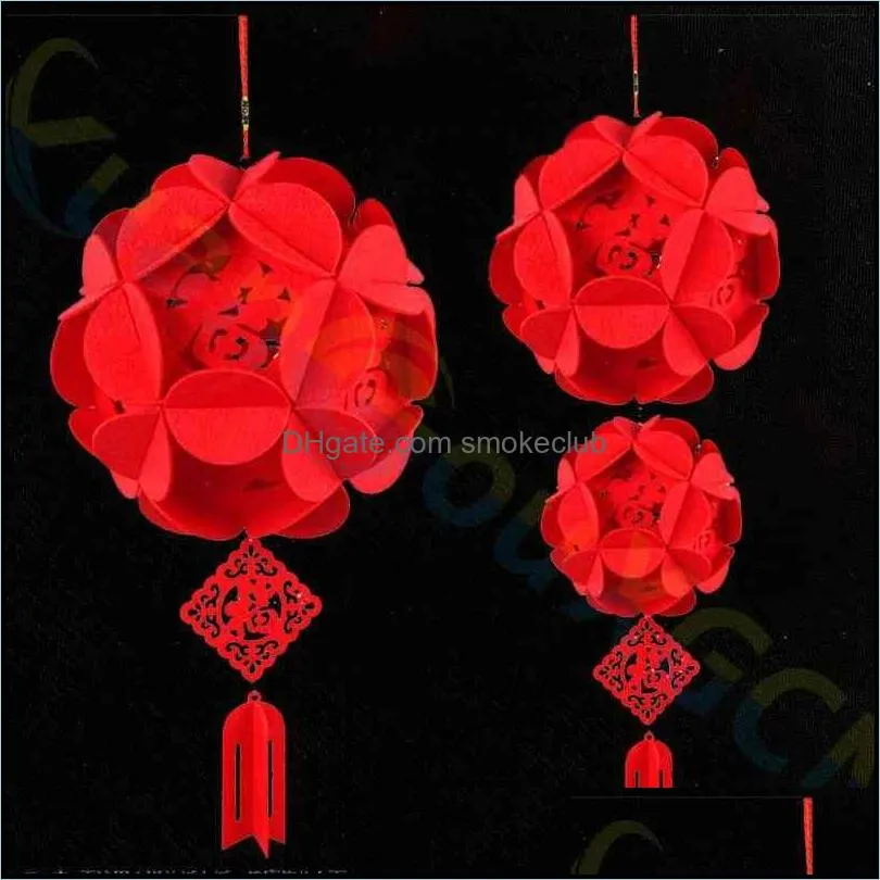 10PCS DIY Non-woven Chinese Year festival Hydrangea lantern Pendant room bar hotel party decorations wedding flower ornament