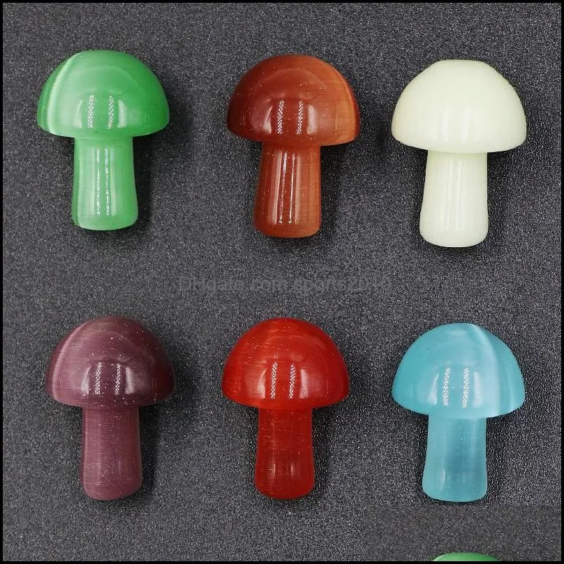 cat` eye mini mushroom plant statue crystal stone carving aquarium lucky home decoration crystals polishing for jewelry making 20x15mm sports2010