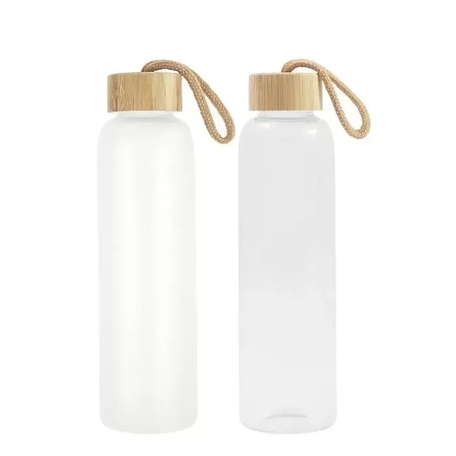 500ml昇華水の蓋付き水筒霜の透明なガラスジュースボトル透明ブランク昇華タンブラー旅行マグSXMY20