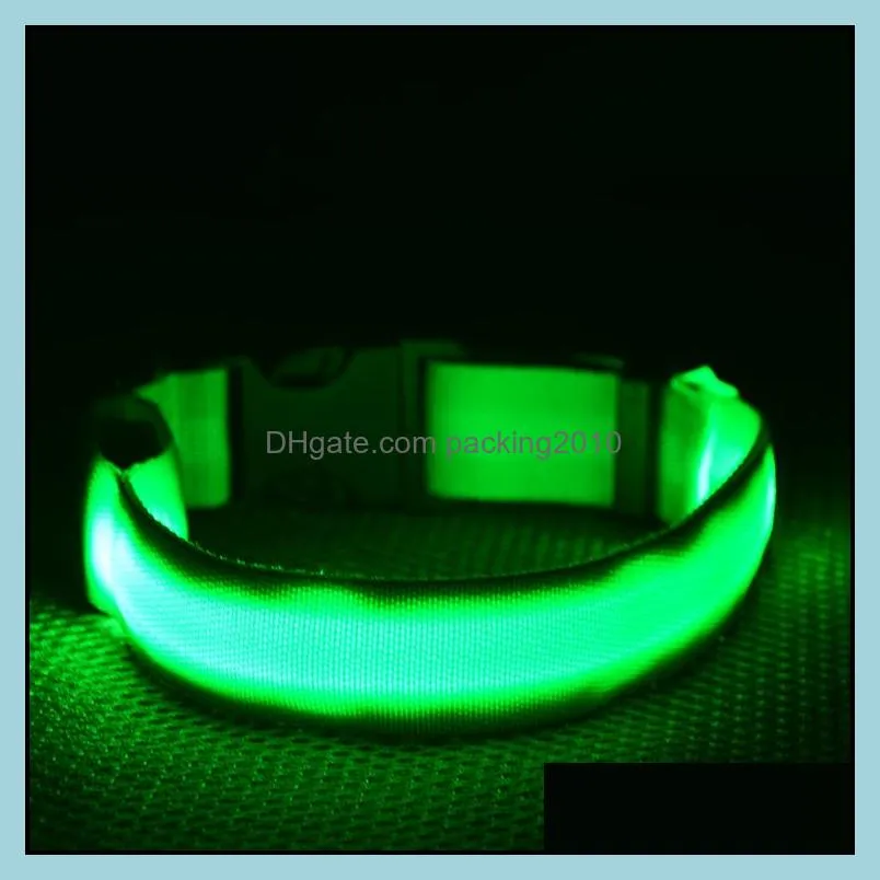 8Colors 4Sizes Night Safety LED Light Flashing Glow Nylon Pet Dog Collar Small Medium Dog Pet Leash Dog Collar Flashing Safety Collar