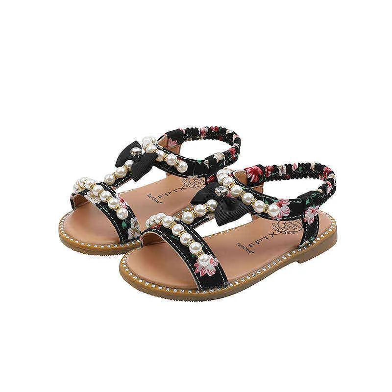 CUZULLAA Enfants Chaussures D'été pour Filles Princesse Perles Tongs 1-6 Ans Jolies Filles D'été Plage Chaussures Enfants Appartements 21-30 G220523