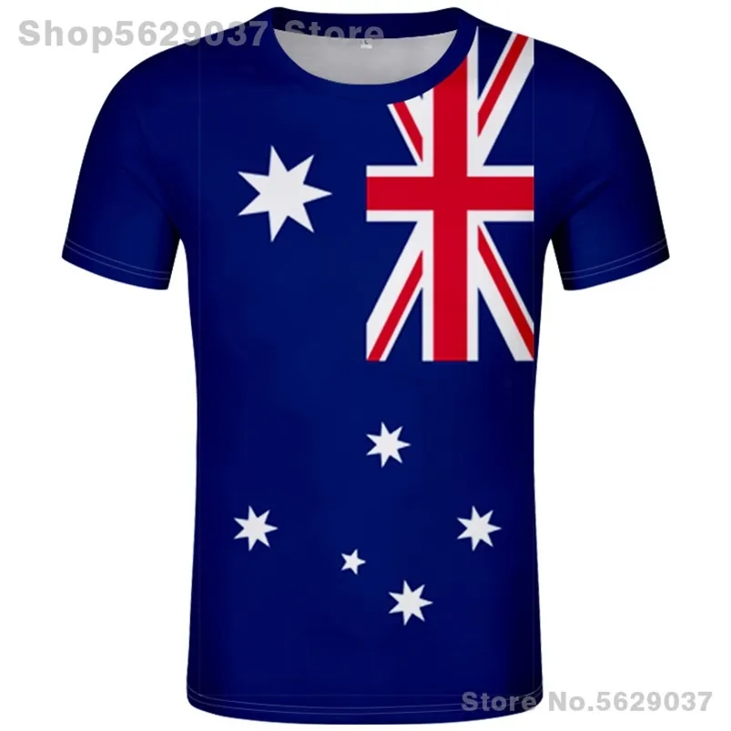 Australia T Shirt Free Custom Made Numer Numer Modna Czarna biała szare czerwone koszulki Aus Country T-shirt Nation Au Flag odzieżowy Top 220702