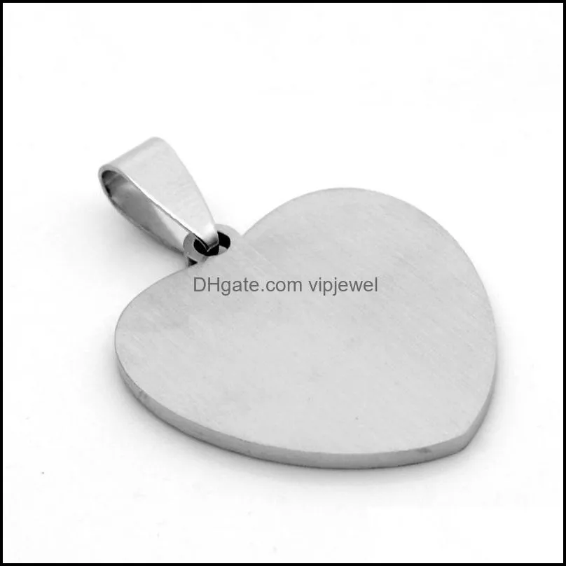 silver plated stainless steel diy heart charms pendant blank dog tags fashion jewelry for lover necklaces