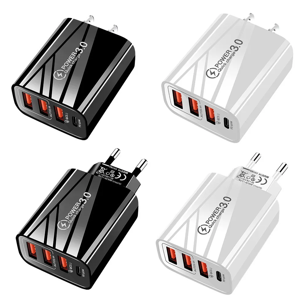 Portable Port USB Quick Charger 20W PD With EU US Plug For