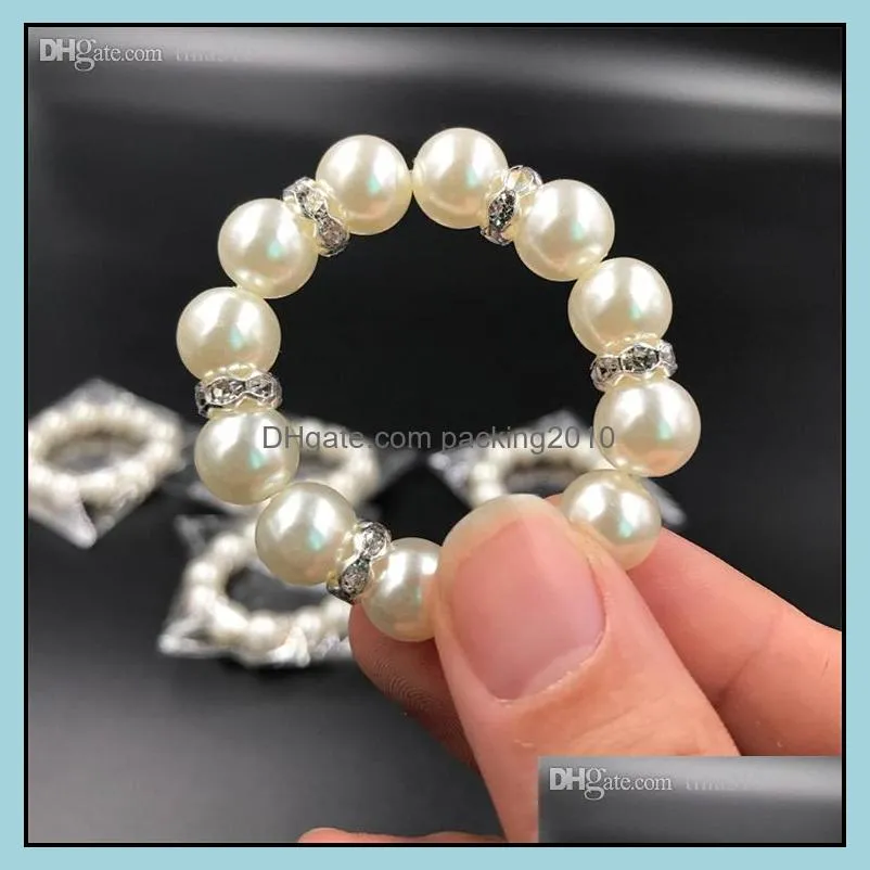 100Pcs/Lot White Pearls Napkin Rings Wedding Napkin Buckle For Wedding Reception Party Table Decorations Supplies I121
