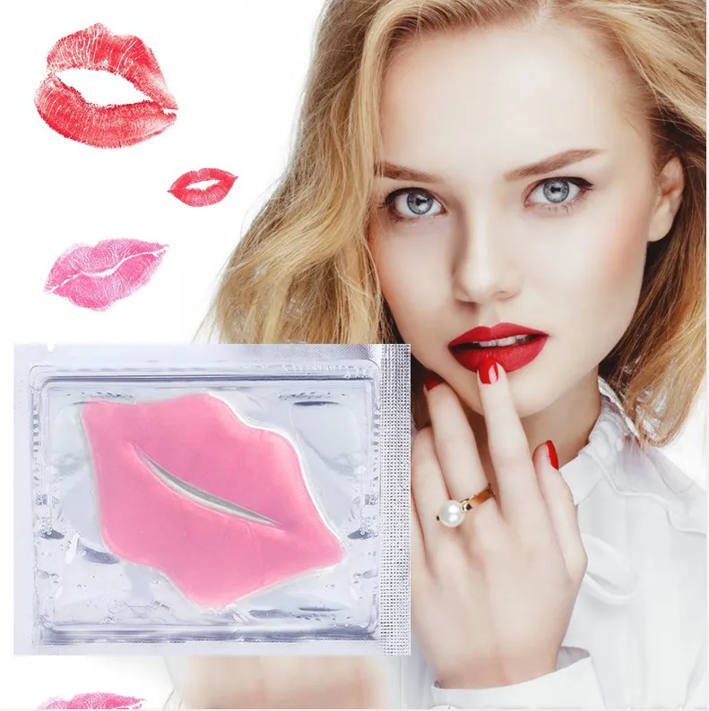 10pcs / Lot Beauty Super Lip Plumper Pink Crystal Collagen Lip Patches Patches Moisture Essence ance in stock fast ship