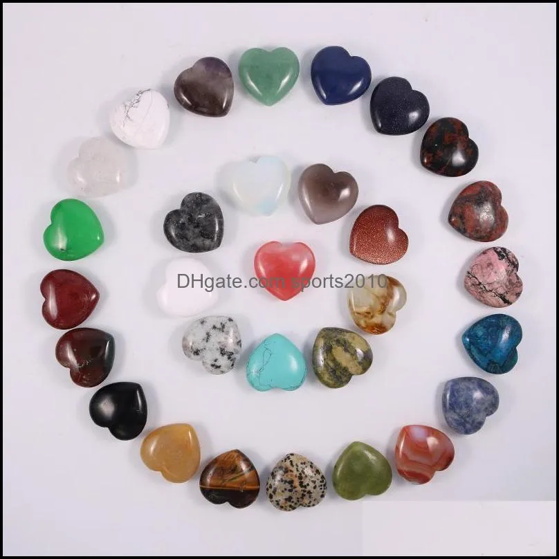 30mm heart ornaments natural rose quartz turquoise stone naked stones decoration hand play handle pieces accessories sports2010