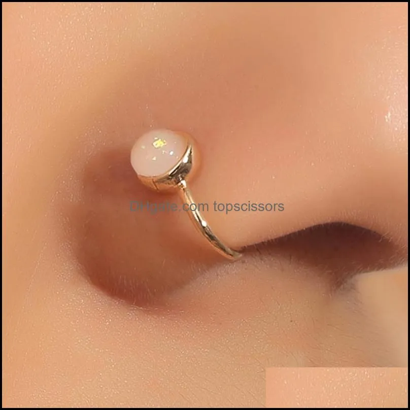 clip on nose ring opal copper non piercing body jewelry nose clips for women and girls
