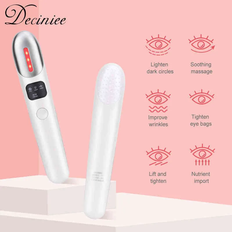 Eye Massager Beauty Pen Lip Care Face Skin Lifting Anti Wrinkle Vibration Heating Massage Device Bag Dark Circle Removal220429