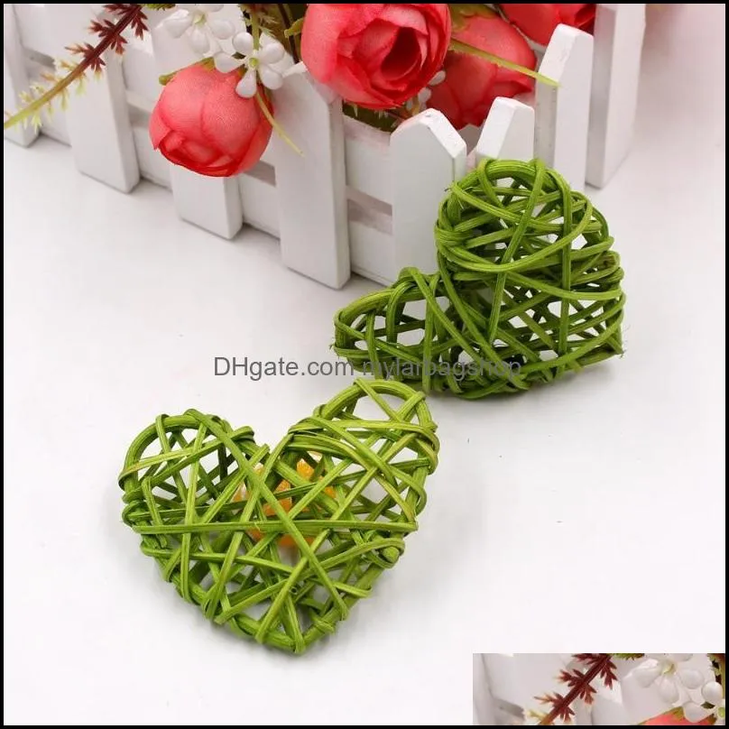Decorative Flowers & Wreaths 5pcs/lot 6cm Rattan Love Artificial Straw Ball For Birthday Party Wedding Decoration Christmas Decor Home