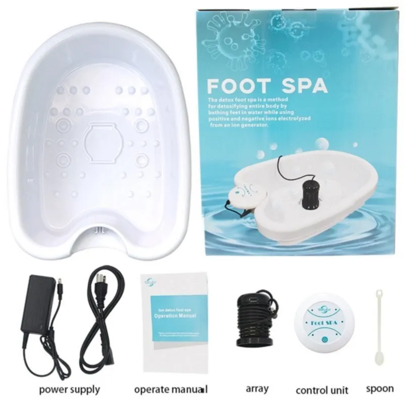 Avec bassin de bain de pieds, Mini Machine de Spa de désintoxication, dispositif de nettoyage ionique cellulaire, Massage de bain de pieds aquatique